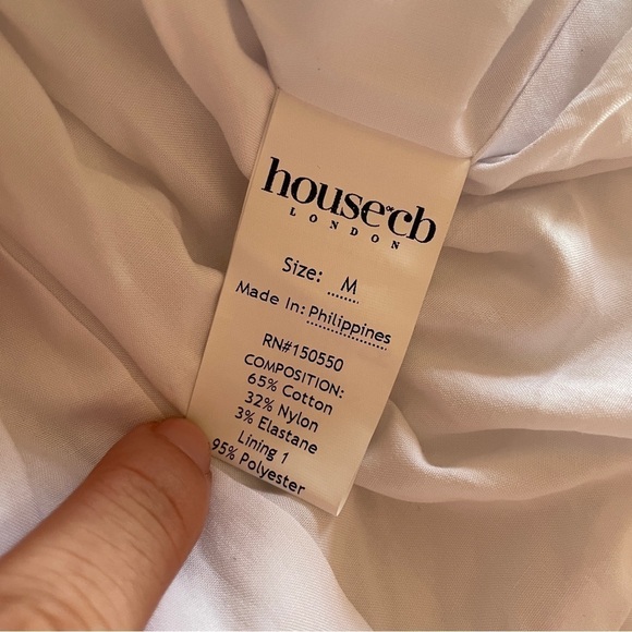 House of CB- Le Puff White Cotton Tulle Mini Dress Square Neck Romantic Size M - Picture 16 of 16